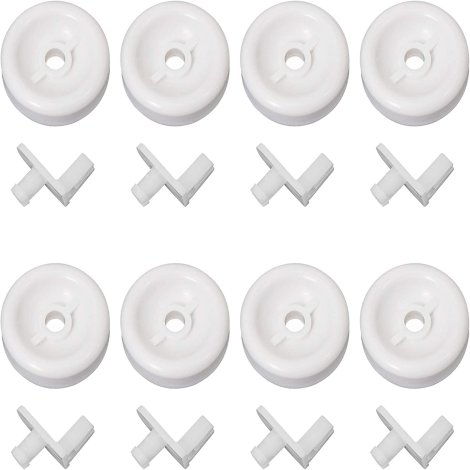 Ultra Durable WD35X21038 Dishwasher Lower Rack Roller Wheel and Stud Kit by BlueStars - Exact Fit for GE Hotpoint Kenmore Dishwashers - Replaces WD12X10267 PS11726733 AP5986365 - PACK OF 8