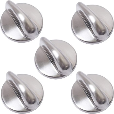 5 Packs WB03K10303 Cooktop Metal Control Knob Chrome Finish Replacement Part by Blue Stars - Exact Fit for GE Ranges - Replaces 1810427 AP4980246 WB03K10208