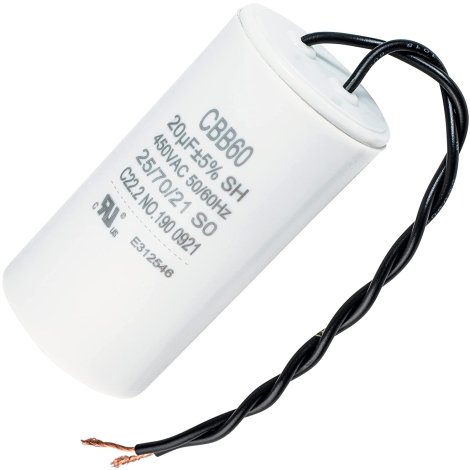 US CBB60 20uF Wire Lead Cylinder Motor Run SH Capacitor AC 450V Replacement Part by BlueStars - Compatible for Air Conditioner or Heat Pump Condenser