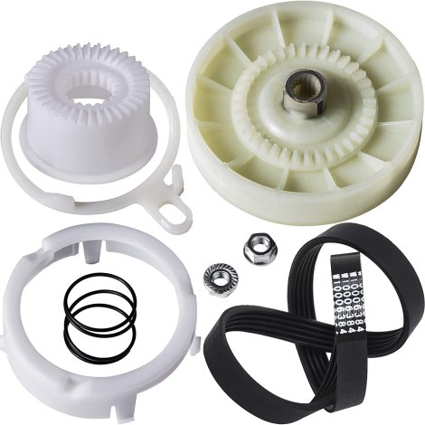 Ultra Durable W10721967 & W10006384 Pulley Clutch Kit with Drive Belt Replacement Part by BlueStars – Exact Fit For Whirlpool Washers - Replaces W10006356 PS10057144 W10326374 W10536113 AP6014712