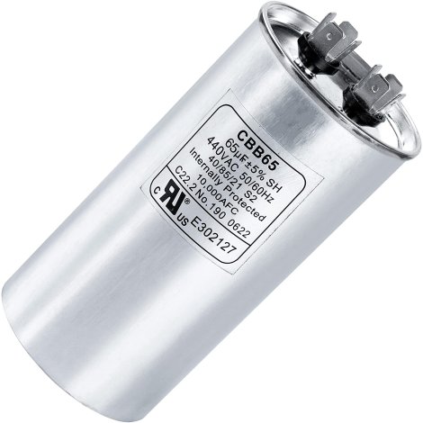 65 uF/MFD 370-440VAC Round Run Start Capacitor Replacement Part by Blue Stars - Exact Fit for AC Motor Run or Fan Start and Cool or Heat Pump Air Conditioner