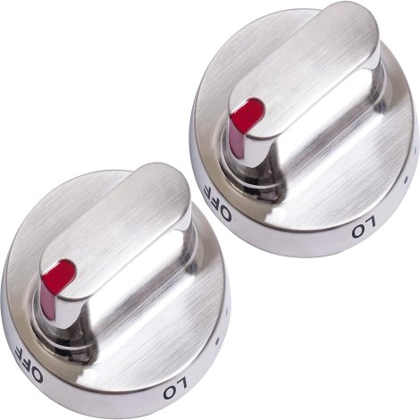 Ultra Durable DG64-00472A DG64-00347A Dial Knob Stainless Steel Surface Replacement Part by Blue Stars - Exact Fit for Samsung Range Oven - Replaces PS10058981 AP5949480 - Pack of 2