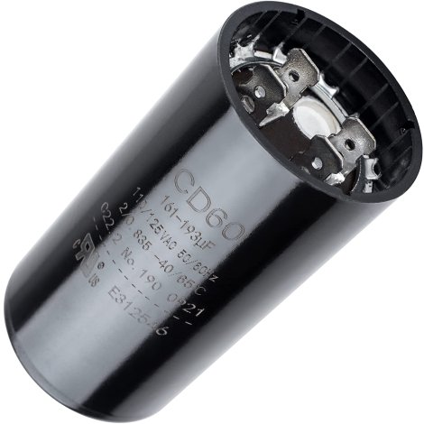 Ultra Durable 161-193 uf/MFD 125 VAC ±20% 50/60 Hz CD60 Round Motor Well Pump Start Capacitor Replacement Part by BlueStars - Exact Fit for Central Air-Conditioners, Heat Pumps, Condenser Fan Motors.