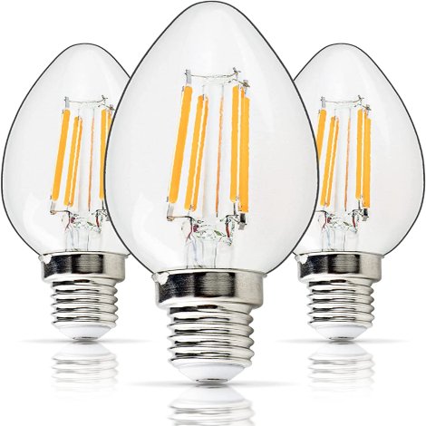 C35 E14 4W European Base Bulb (Equivalent to 50 Watt) Replacement Bulb by BlueStars - High Output Warm White Light 2700K 450lm for Chandeliers, Ceiling Fan, Wall sconces, Pendant Light - Pack of 3