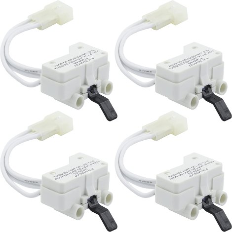 Ultra Durable 3406107 Dryer Door Switch Replacement Part by BlueStars - Exact fit for Whirlpool & Kenmore Dryers - Replaces 3406109 3405100 3405101 3406100 3406101 - PACK OF 4