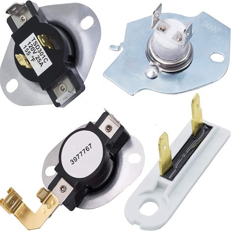 [LIFETIME WARRANTY] 3387134 Cycling Thermostat 3392519 Dryer Thermal Fuse 3977393 Thermal Cut-off Switch 3977767 High-limit Thermostat Kit by BlueStars - Exact Fit for Whirlpool Kenmore Maytag Dryers