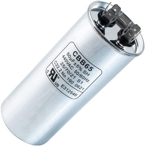 50 MFD uf ± 5% MFD 370 V VAC or 440 Volt Motor Oval Run Capacitor by BlueStars - Compatible for Air Conditioner or Heat Pump Condenser