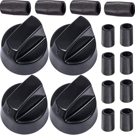 [Upgraded] Black Oven Control Switch Knob with 12 Adapters Replacement Part by Blue Stars - Exact Fit for Ovens/ Stoves/ Ranges