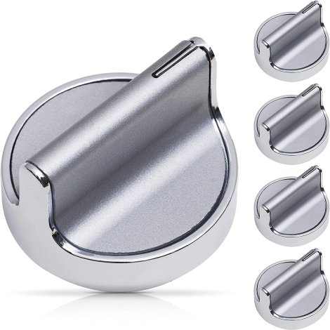 Pack Of 5 D-shaped shaft Stainless Steel W10594481 Knob 0.5" Length Stem Replacement Cooktop Part by BlueStars - Exact Fit for Whirlpool Stove/Range/Ovens - Replaces WPW10594481 AP6023301 PS11756643