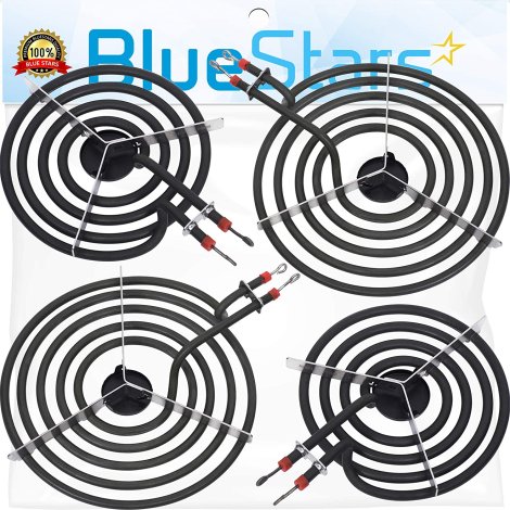 Ultra Durable MP22YA Electric Range Burner Element Unit Set - 2 pcs MP15YA 6" & 2 pcs MP21YA 8" Replacement Part by BlueStars - Exact Fit For Whirlpool Kenmore Jenn-Air Maytag Electric Range Stove