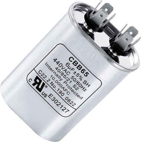 6uF mfd ±5% 370-440VAC Oval Run Start Capacitor 50/60 Hz AC Electric Replacement Part by Blue Stars - Exact Fit for AC Motor Run or Fan Start and Cool or Heat Pump Air Conditioner