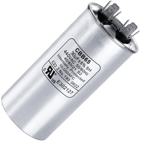 Premium 30 MFD uf ± 5% MFD 370 V VAC or 440 Volt 50/60 Hz Multi-Purpose Motor Run Round Capacitor by Blue Stars - Compatible for Air Conditioner or Heat Pump Condenser - Pack of 1