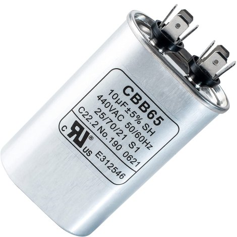 10 uF ±5% 10 MFD 370/440V CBB65 Oval Run Start Capacitor Replacement Part by BlueStars - Exact Fit for AC Motor Run or Fan Start and Cool or Heat Pump Air Conditioner - Replaces 27L669 97F9002