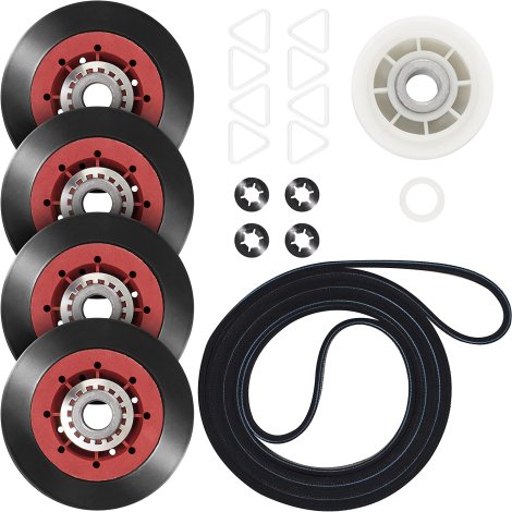 BlueStars 4392067 27-inch Dryer Repair Kit for Whirlpool KitchenAid Dryers, WPW10314173 Drum Roller 661570V Belt 279640 Idler Pulley - Replaces 4392067RC 4392067VP 587637 80047 AP3109602