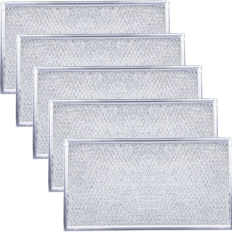 Ultra Durable W10208631A Filter Aluminum Mesh Microwave Grease Filter Approx. 13" x 6" by BlueStars - Exact Fit for Whirlpool & Maytag Microwaves - Replaces AP5617368 W10208631 PS3650910 - PACK OF 5